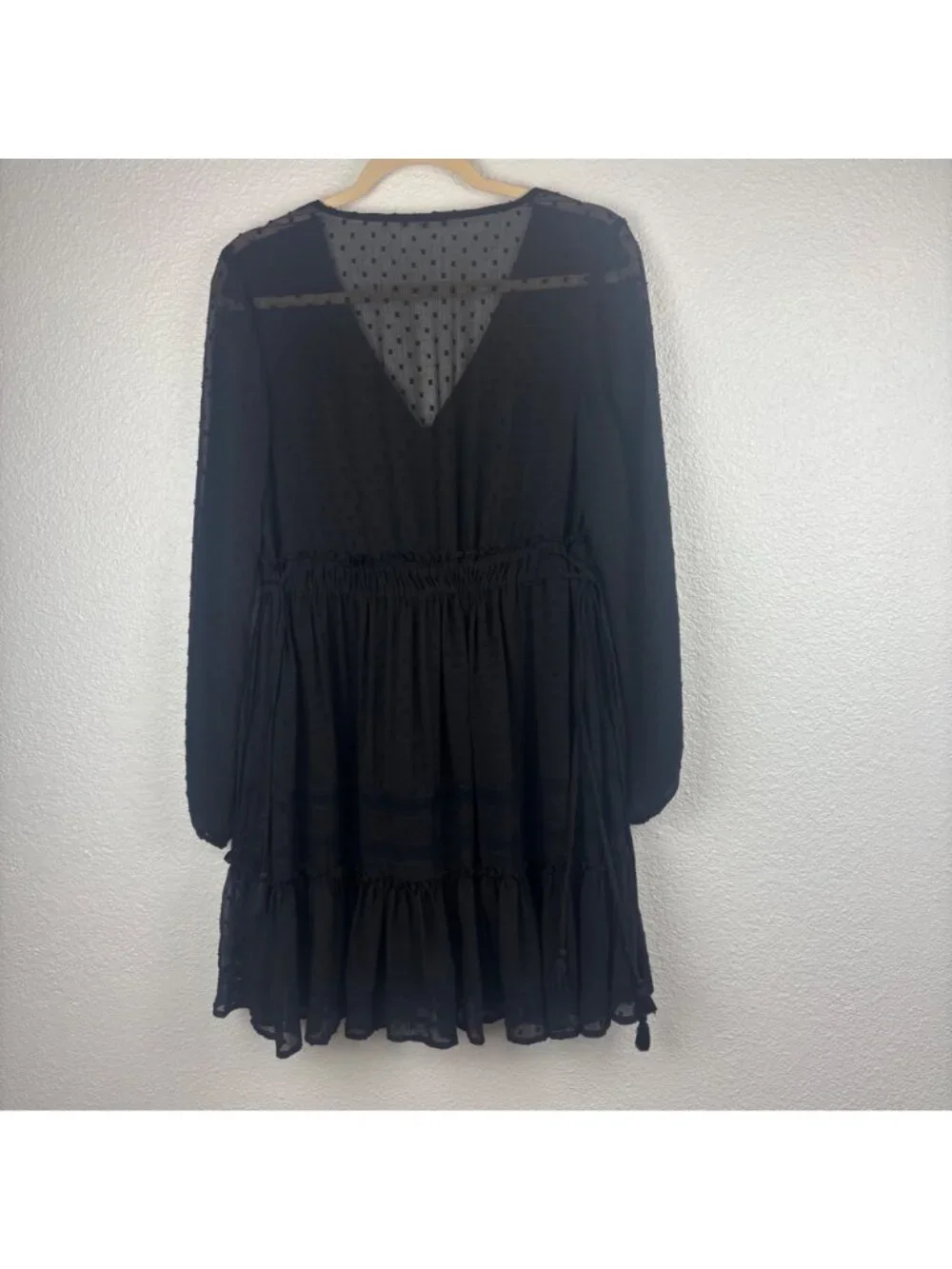✨3/$30 Lovestitch S Black Swiss Dot Long Sleeve Dress Whimsigoth Witchy Dark - Picture 5 of 6